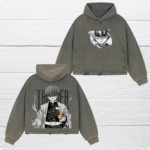 Zenitsu Vintage Washed Frayed-Hem Hoodie