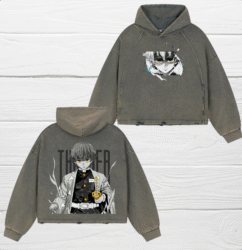 Zenitsu Vintage Washed Frayed-Hem Hoodie